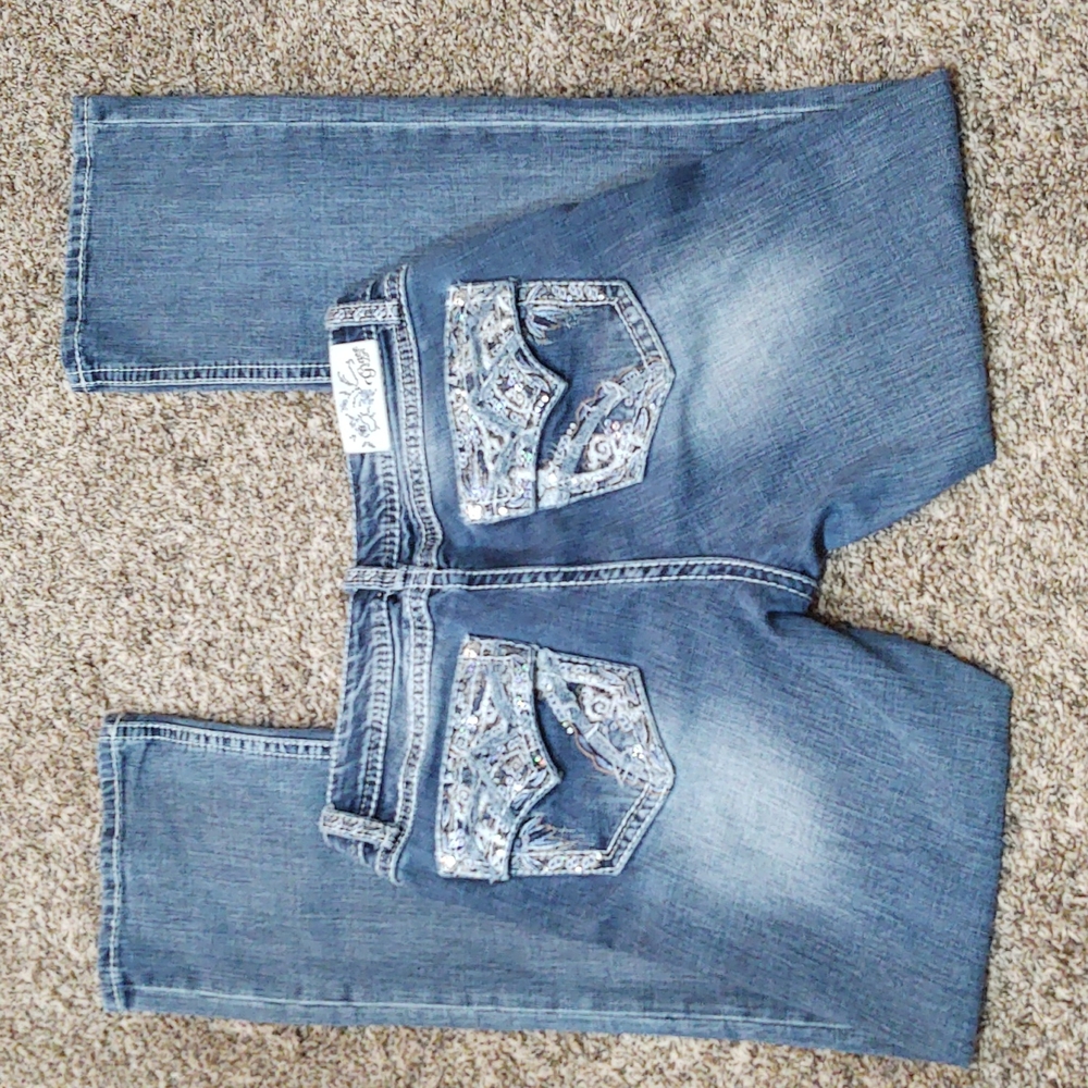 Grace in LA easy fit sequin jeans